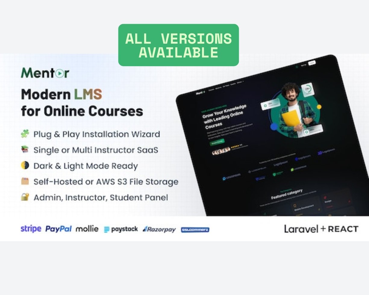 Mentor LMS - Learning Management System All versions available