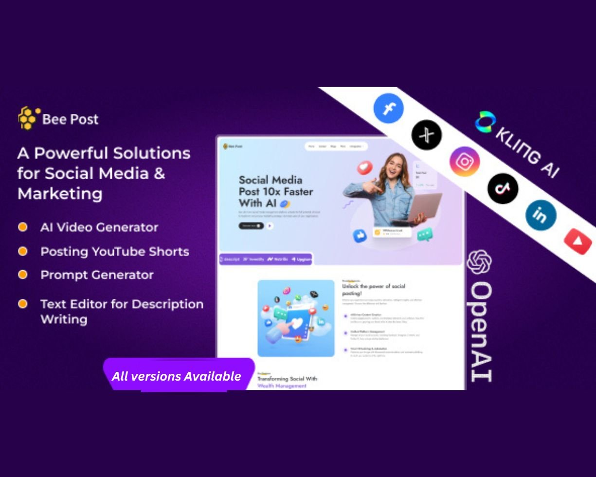 BeePost - AI Social Media Management & Content Creation SaaS all versions available