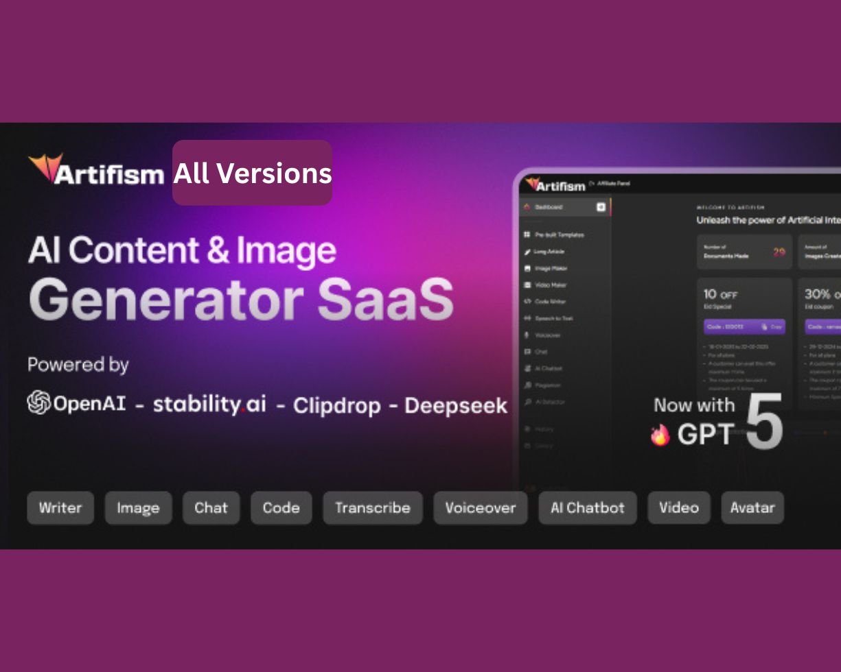 Artifism - AI Content & Image Generator SaaS all versions available